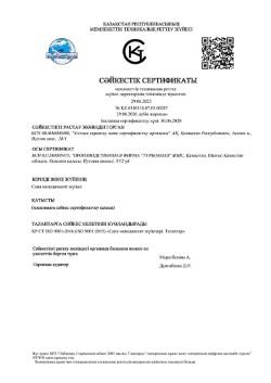 Сертификат ISO каз. язык